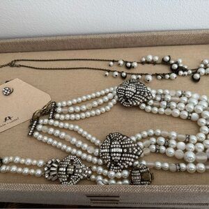 Chloe + Isabel Pearl and Silver Necklace Set